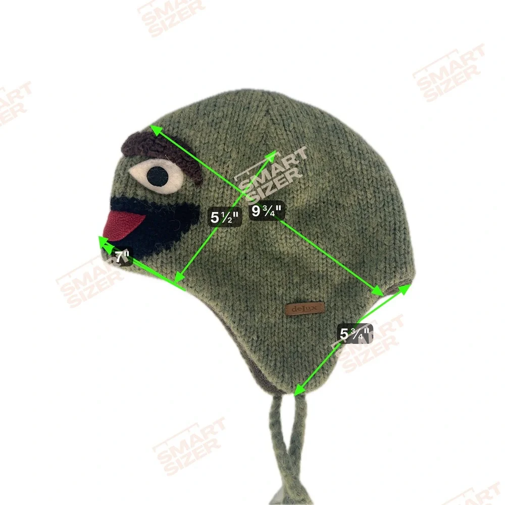 Knitwits Oscar the Grouch Sesame Street Beanie‎ Hat Winter Warm Earflap Tassels
